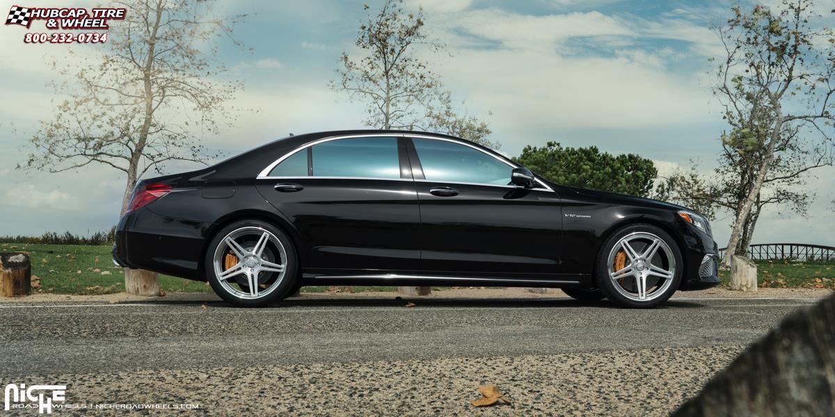 vehicle gallery/mercedes benz s63 amg niche mach v  Brushed Face | Hi Luster Polished Windows | Polished Lip wheels and rims